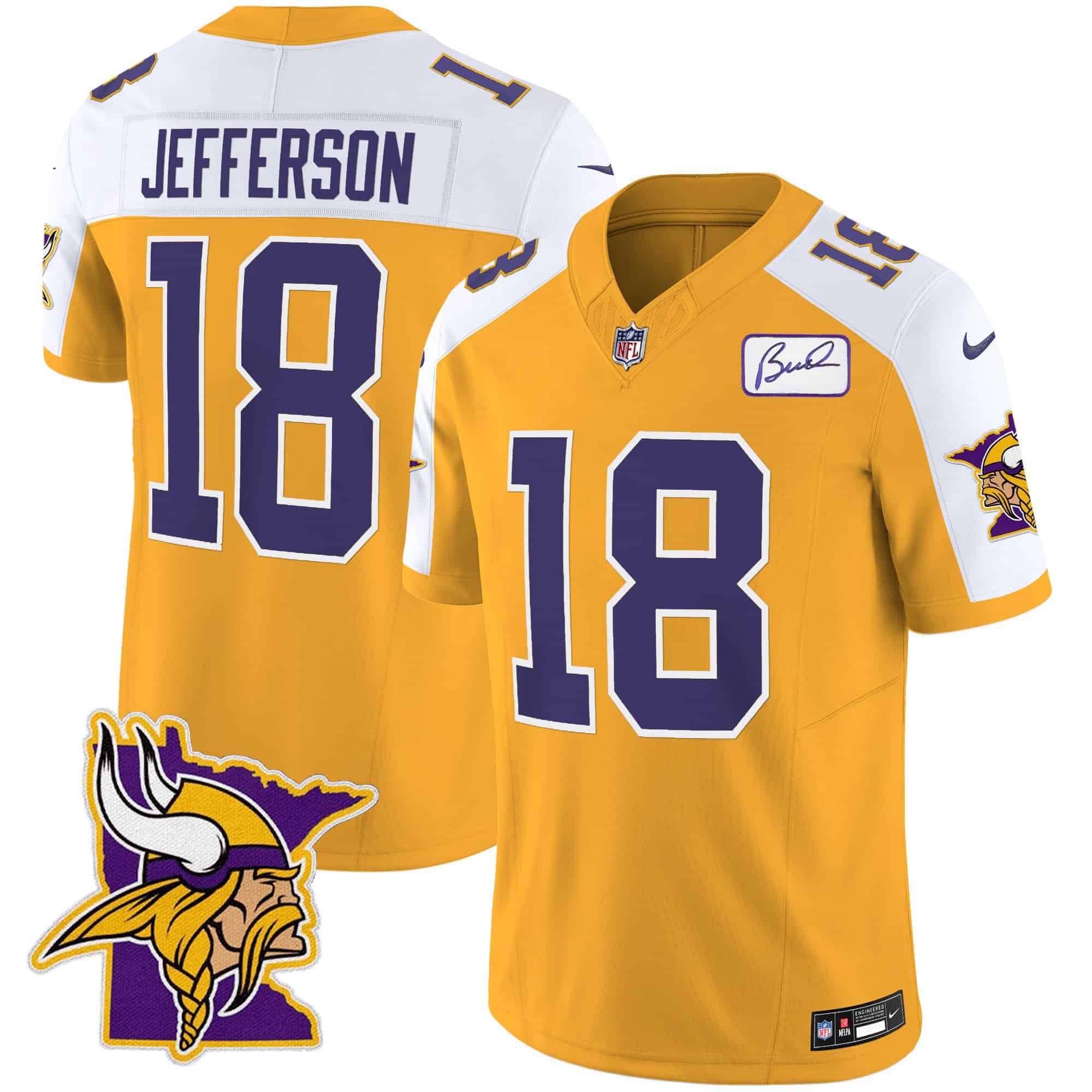 Men Minnesota Vikings #18 Jefferson Yellow 2024 Nike Patch Classic Limited NFL Jersey->indianapolis colts->NFL Jersey